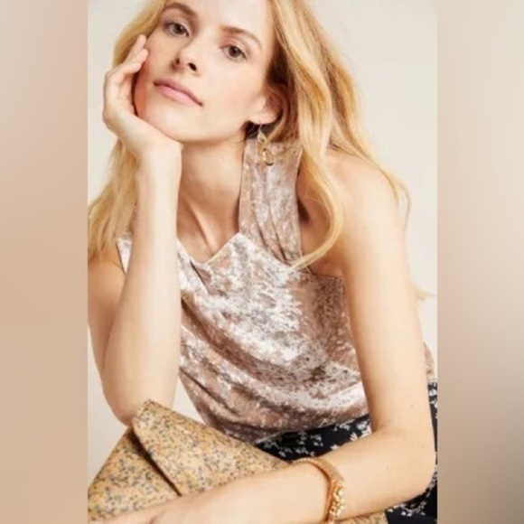 Anthropologie Porridge Jessie Velvet Halter Top size L - Picture 2 of 11